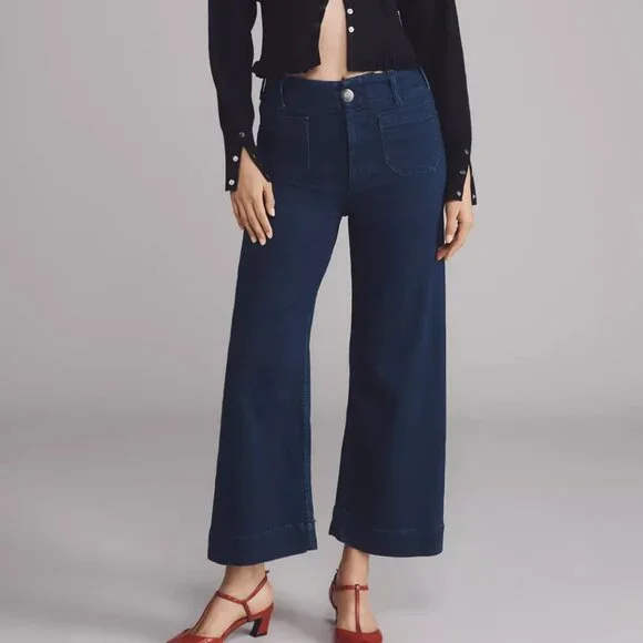 Anthropologie The Colette Crop High-Rise Wide-Leg Jeans by Maeve 25P 25 P NWT - Picture 1 of 8